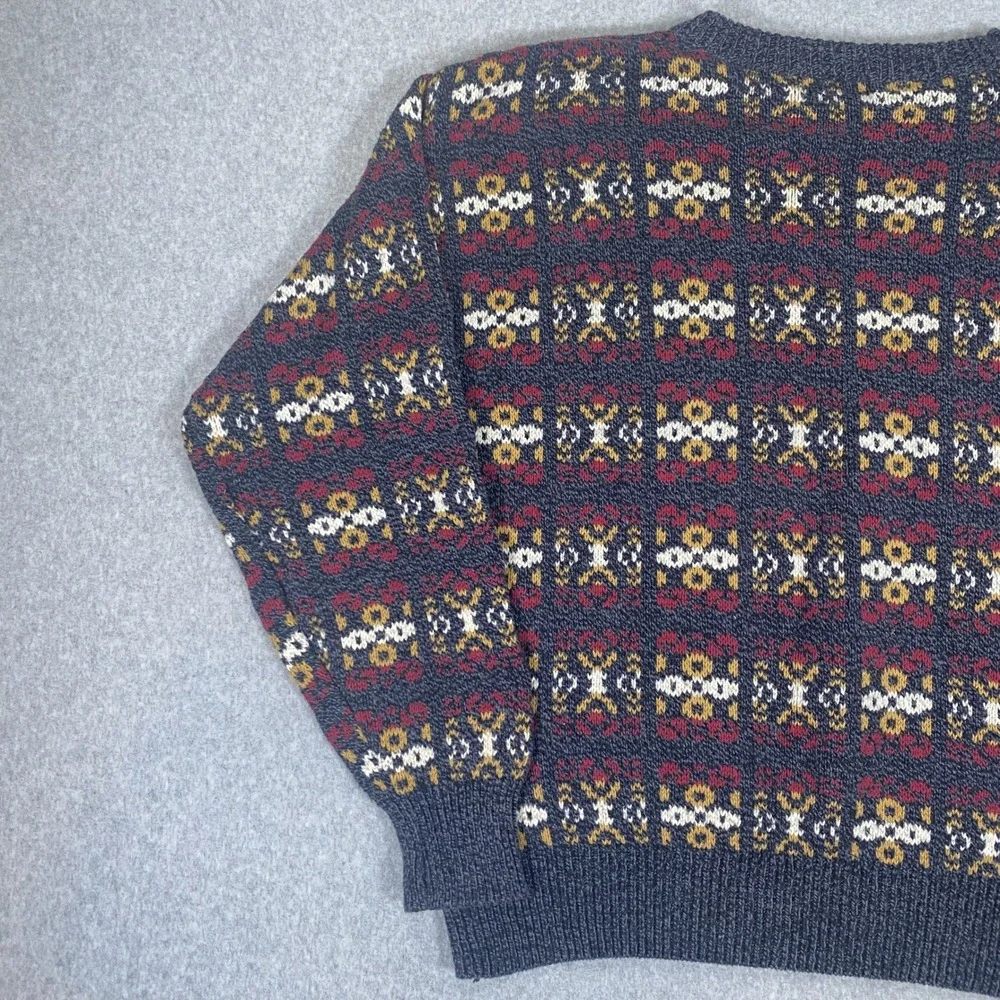 Vintage OshKosh B'gosh Sweater Mens XL Multi Colo Geometric Knit Made in USA
